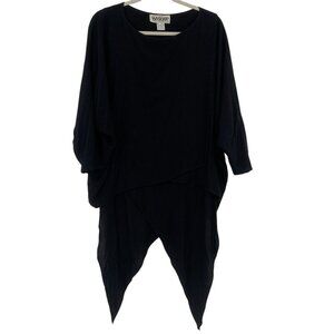 Vintage Soussan Designs O/S Black Layered Lagenlook Boho Tunic Asymmetrical